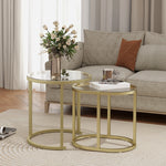 2 Pcs Modern Coffee Table With Tempered Glass Side Tables | Clear