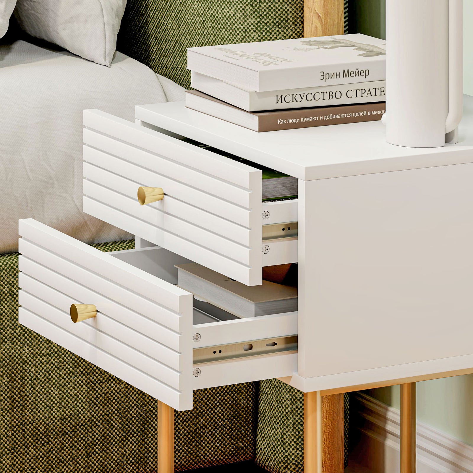 Bedside Tables Set Of 2 With 2 Drawers For Bedroom | Set of 2 | White