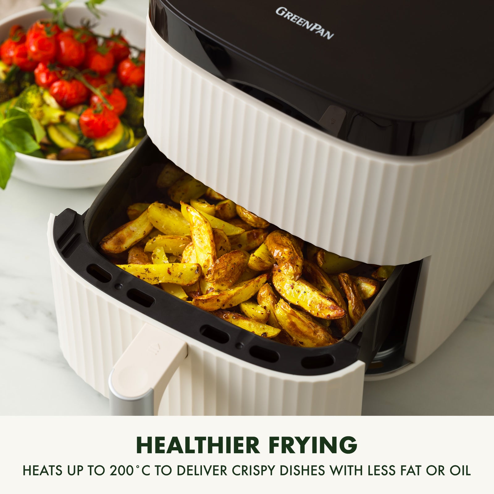 Silhouette Xl Air Fryer With 5l Capacity, Pfas-free Non-stick Coating | Cream