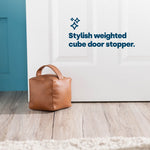 Faux Leather Weighted Door Stop | Tan