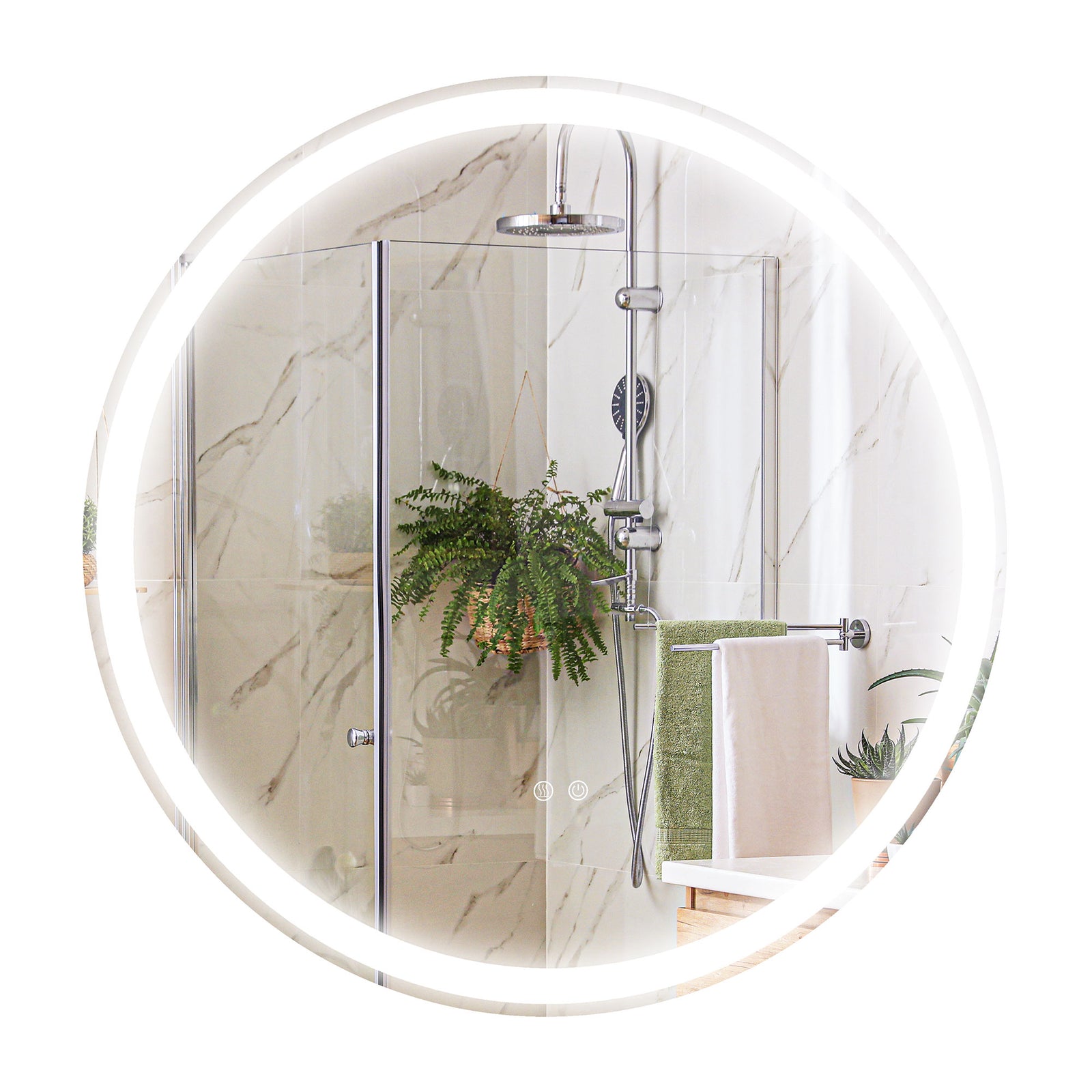 60x60/70x70cm Dimmable Bathroom Mirror With 3 Colours Led | Medium | Silver