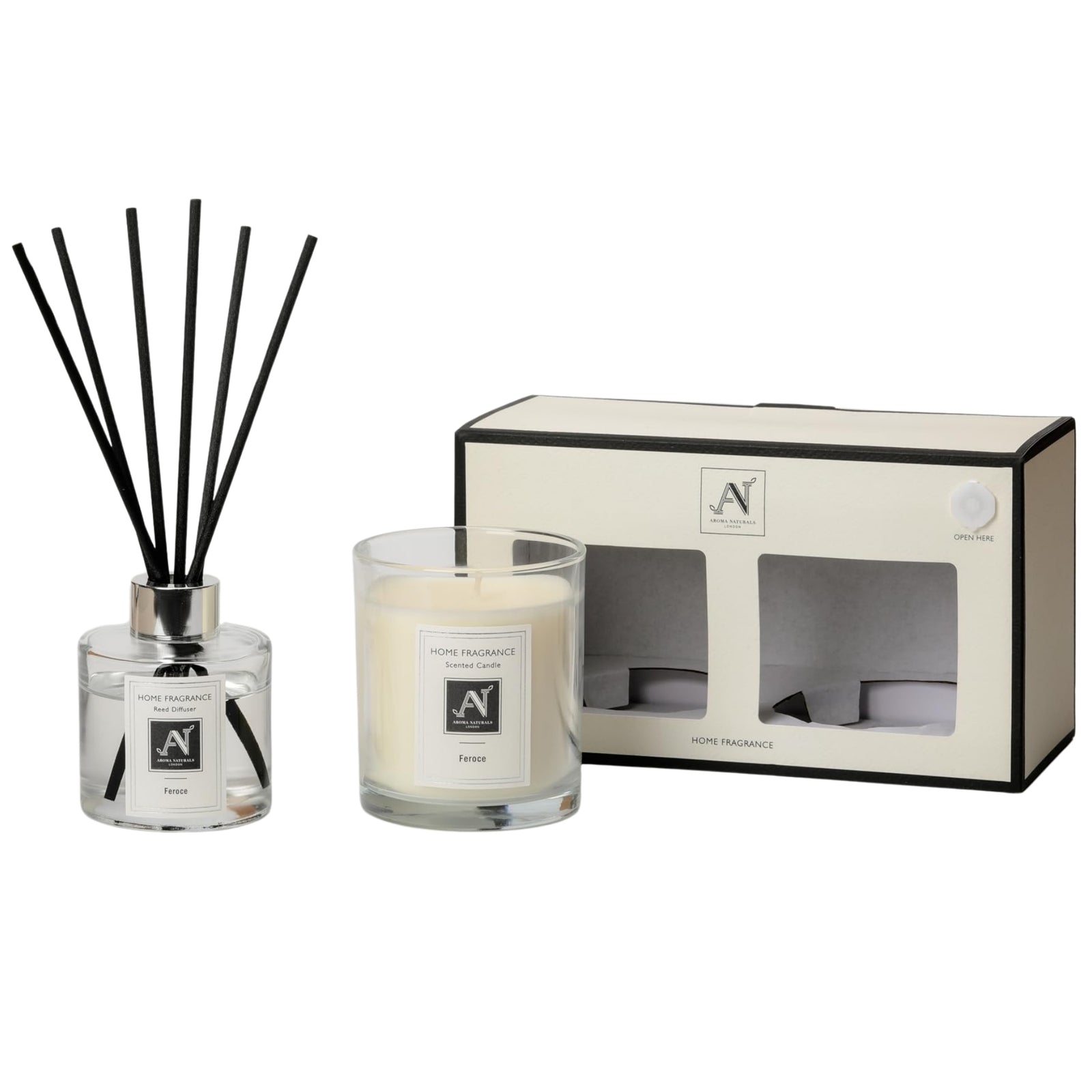 Aroma Naturals London Minimalist Luxe Candle & Reed Diffuser Gift Set Feroce Scent