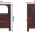 Arched Edge 1 Drawer and 1 Open Shelf Bedside, Warm Brown