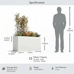 Long Zinc Galvanised Tall Trough Planter | 90cm x 30cm x 60cm | White