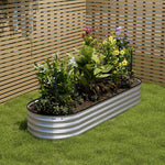 Garden Bed Oval-shaped Galvanized Steel Raised  Galvanized Planter Box Garden Planter With Metal | Medium | Galvanized Silver