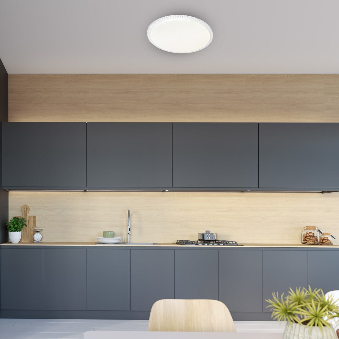 Cruz Led Modern Ceiling Light With Fully Adjustable Brightness And Colour Temperature Via Included Remote Control | 50cm | White
