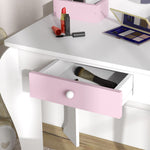 Kids Dressing Table With Mirror And Stool, Unicorn Design, For Ages 3-6 Years | White