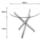 88cm Dia X 75cm H Tempered Glass Crossover Round Dining Table | Large