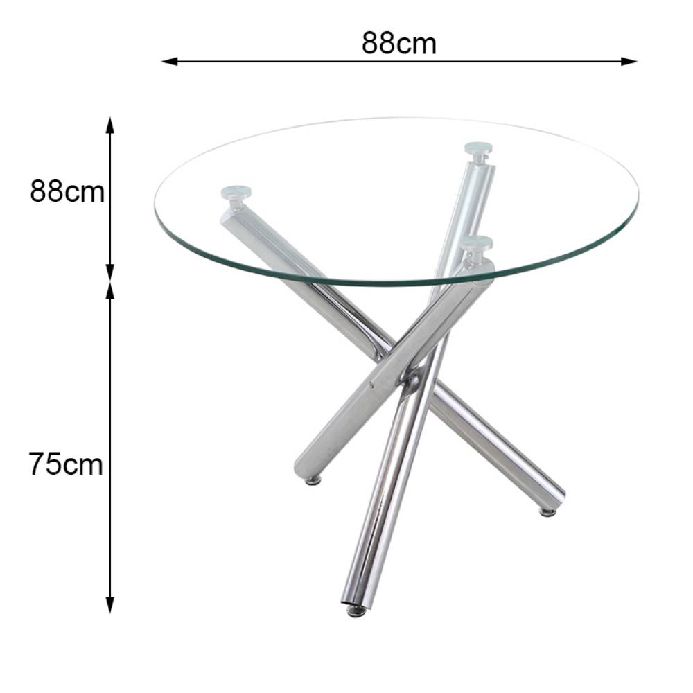 88cm Dia X 75cm H Tempered Glass Crossover Round Dining Table | Large