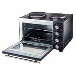 28l Mini Oven With 2 Hobs - Electric Countertop Cooker | 28l | Black & Silver