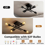 Emitto Semi Flush Mount Ceiling Light Fixture 4 Light E27 Socket