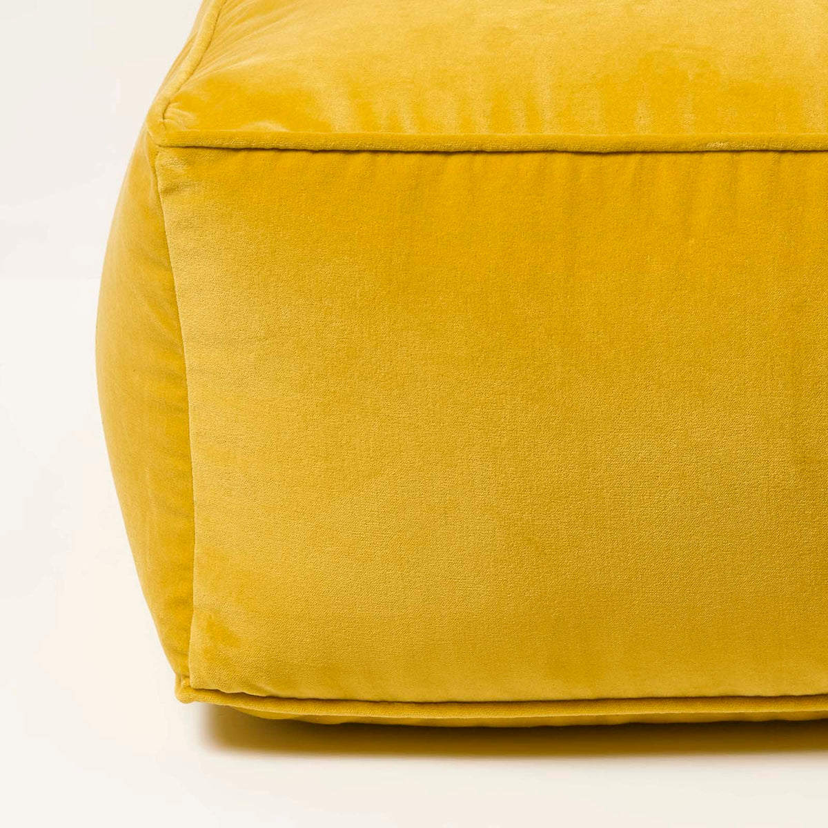 Velvet Pouffe Bean Cube | 60cm x 60cm | Yellow