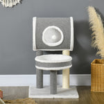 Cat Tower With Scratching Post, Cat Bed, Cat Tunnel, Toy Ball - White