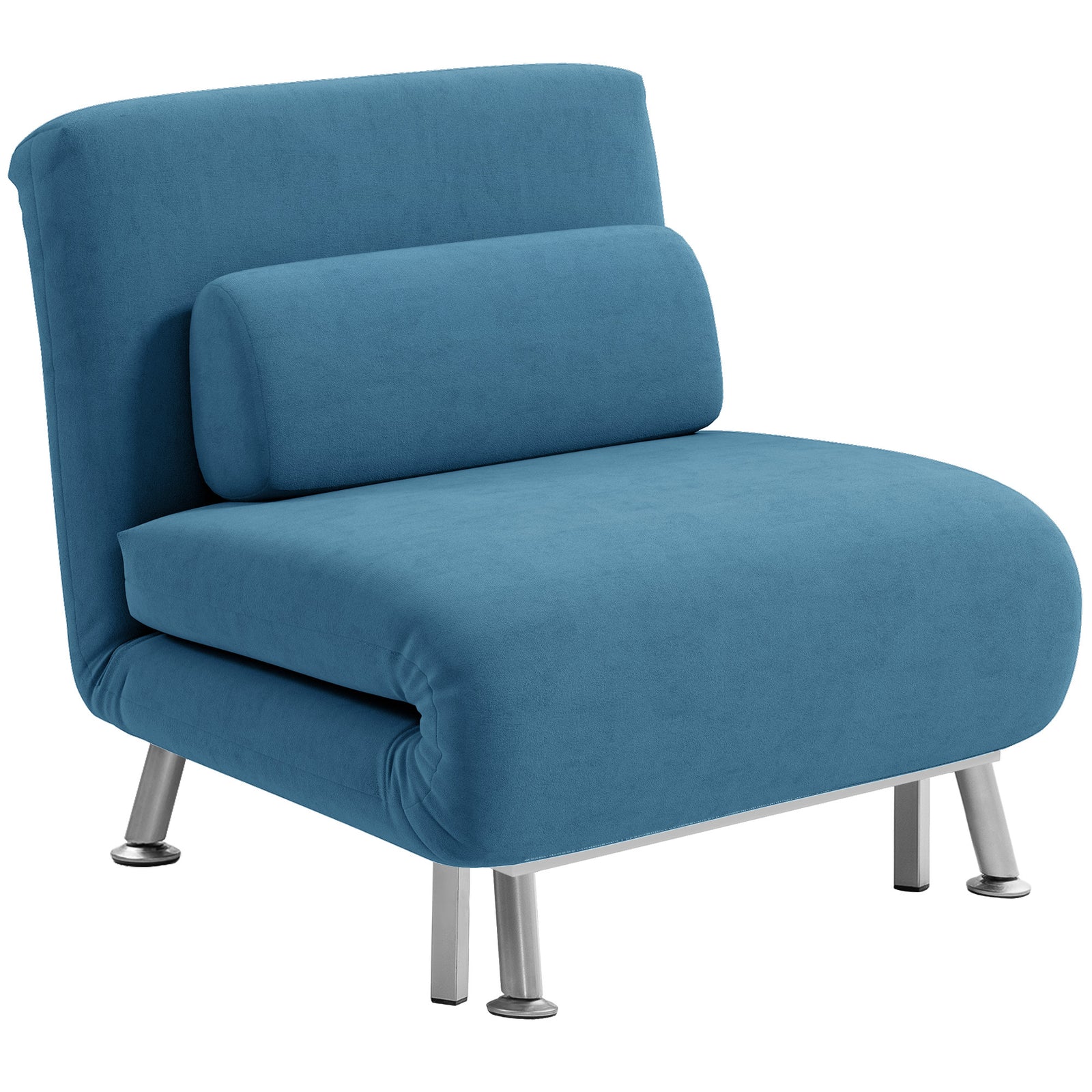 Single Sofa Bed Folding Chair Bed Metal Frame Padding Pillow | Blue