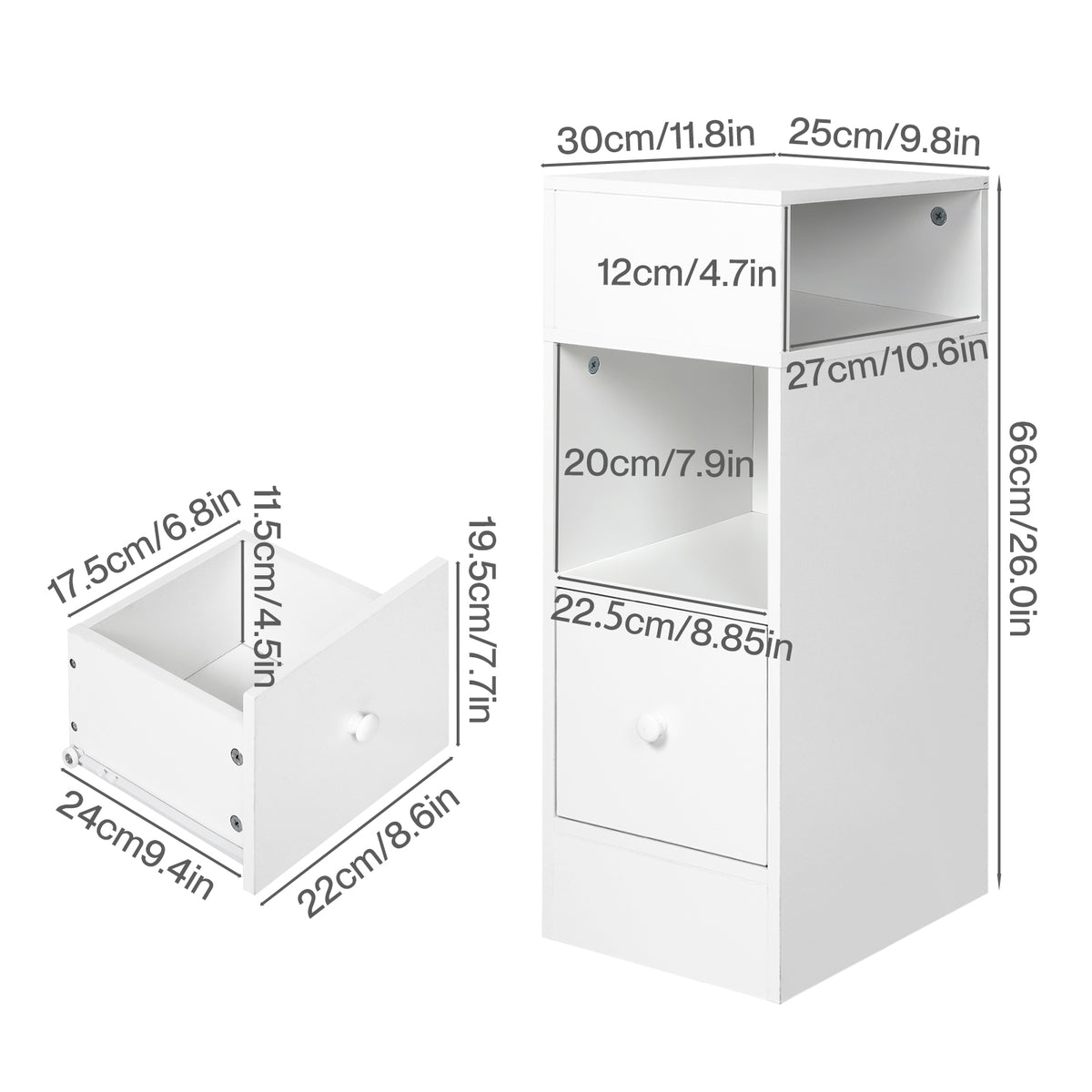 Bedside Tables Modern Nightstand White Storage Drawer Shelf For Bedroom | White
