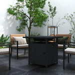 72.5cm Pe Rattan Fire Pit Table For Garden With Rain Cover | Black