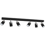 Joker Hand Made Ceiling Lamp In Matt Black With Striking Chrome Detail Featuring 6 Minmalistic Slender Cylinder Shades