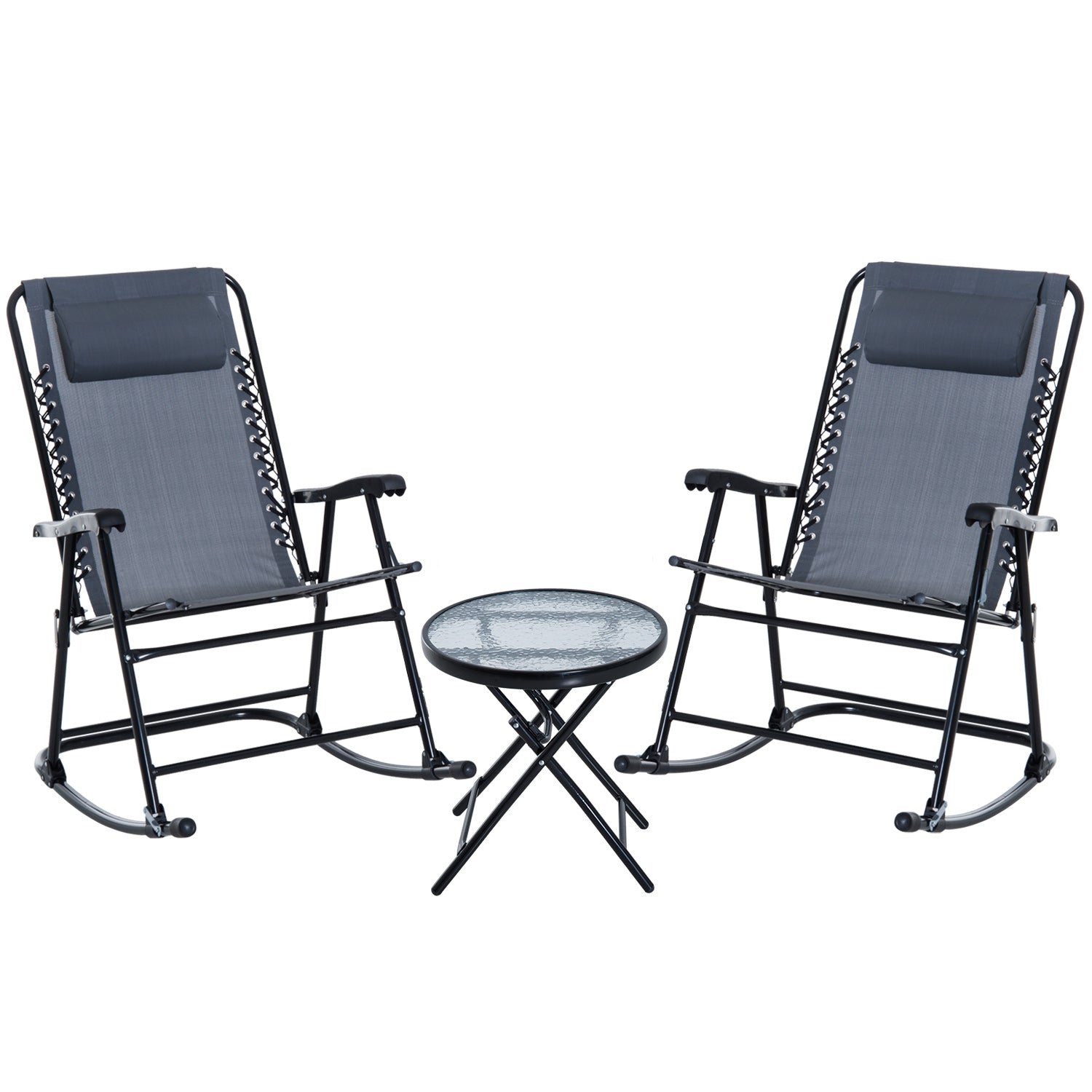 3 Piece Outdoor Rocking Set, 2 Chairs & Table
