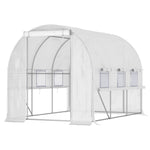Walk-in Polytunnel Greenhouse W/ Sidewalls | White