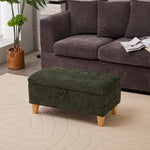Chenille Upholstered Storage Ottoman Compact Footstool With Hidden Storage | Large | Green