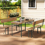 3-pieces Contemporary Folding Wooden Garden Bench Set For Outdoors