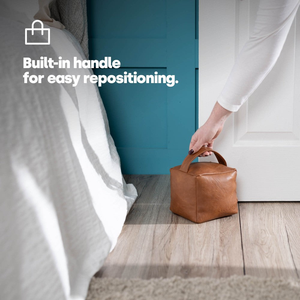 Faux Leather Weighted Door Stop | Tan