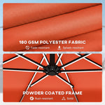 3 M Garden Cantilever Parasol With Solar Light, Rotation | Orange