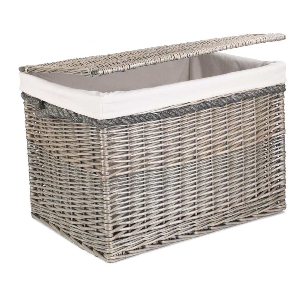 Wicker 58cm Lined Antique Wash Storage Basket