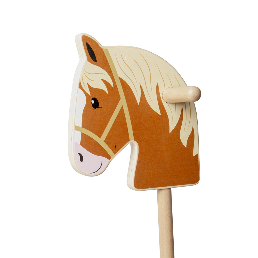 Wooden Hobby Horse With Wooden Wheels & Handles, 84cm Tall