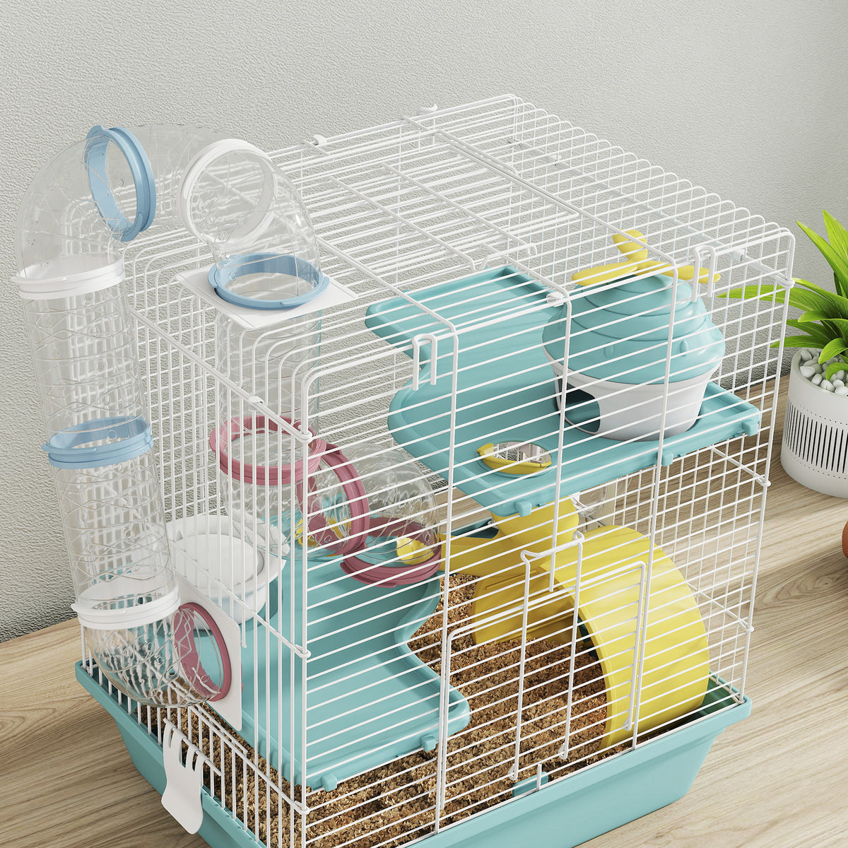 PawHut Hamster Cage, Gerbil Cage For Dwarf Hamsters, 34.5 X 27.5 X 41 Cm