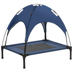 Pawhut 76cm Elevated Dog Bed Cooling Raised Pet Cot Uv Protection Canopy | Blue