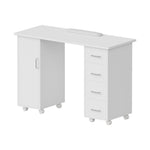 Mobile Manicure Table With 1 Cabinet And 4 Drawers | White