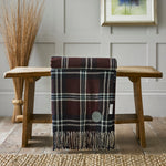 Broden Tartan Faux Cashmere Large Throw | Burgundy