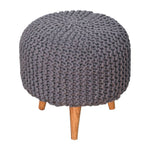 Solid Mango Wood Keeva Grey Round Footstool