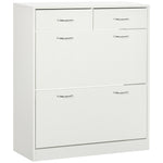 Slim Shoe Cabinet With 2 Flip Drawers For 12 Pairs Of Shoes
