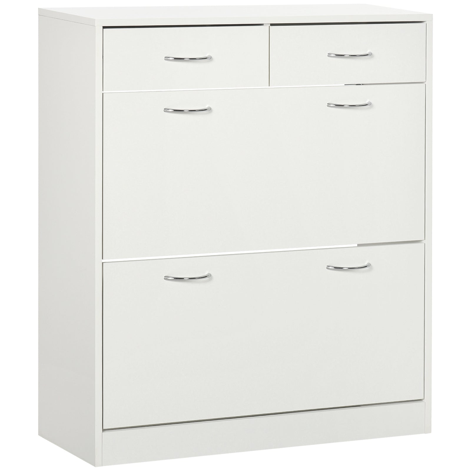 Slim Shoe Cabinet With 2 Flip Drawers For 12 Pairs Of Shoes