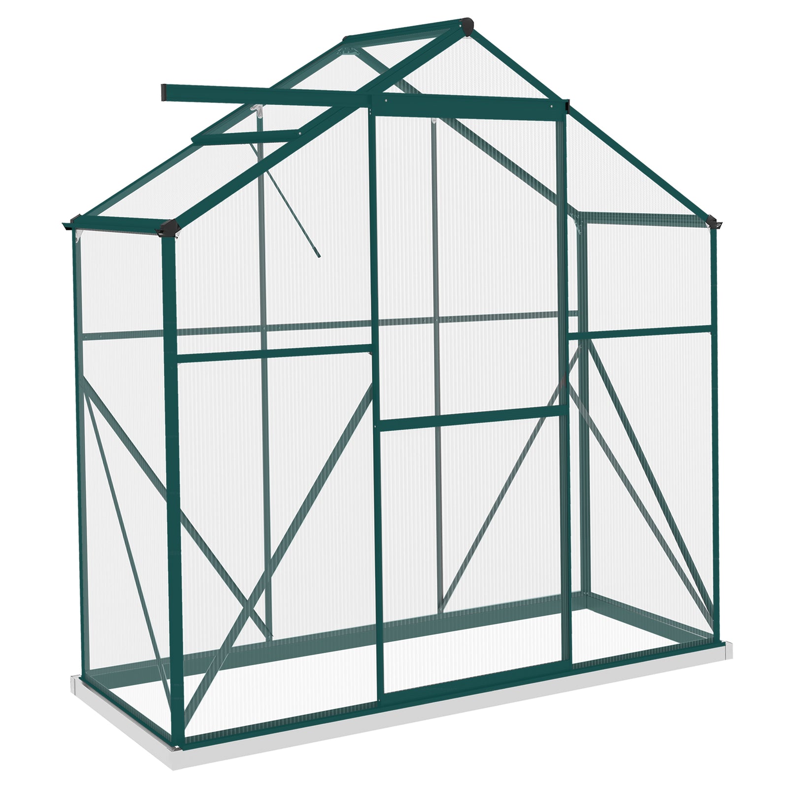 6x2.5ft Aluminium Polycarbonate Greenhouse | Green