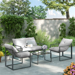 4-piece Grey Garden Sofa Set With Table