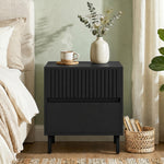 HOMCOM Bedside Cabinet With 2 Drawers, Storage And Steel Legs, Black