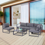 6pcs Outdoor Sectional Sofa Set Conversation Aluminum Frame