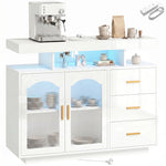 High Gloss Sideboard With Led Lights, Power Outlets, Drawers | White