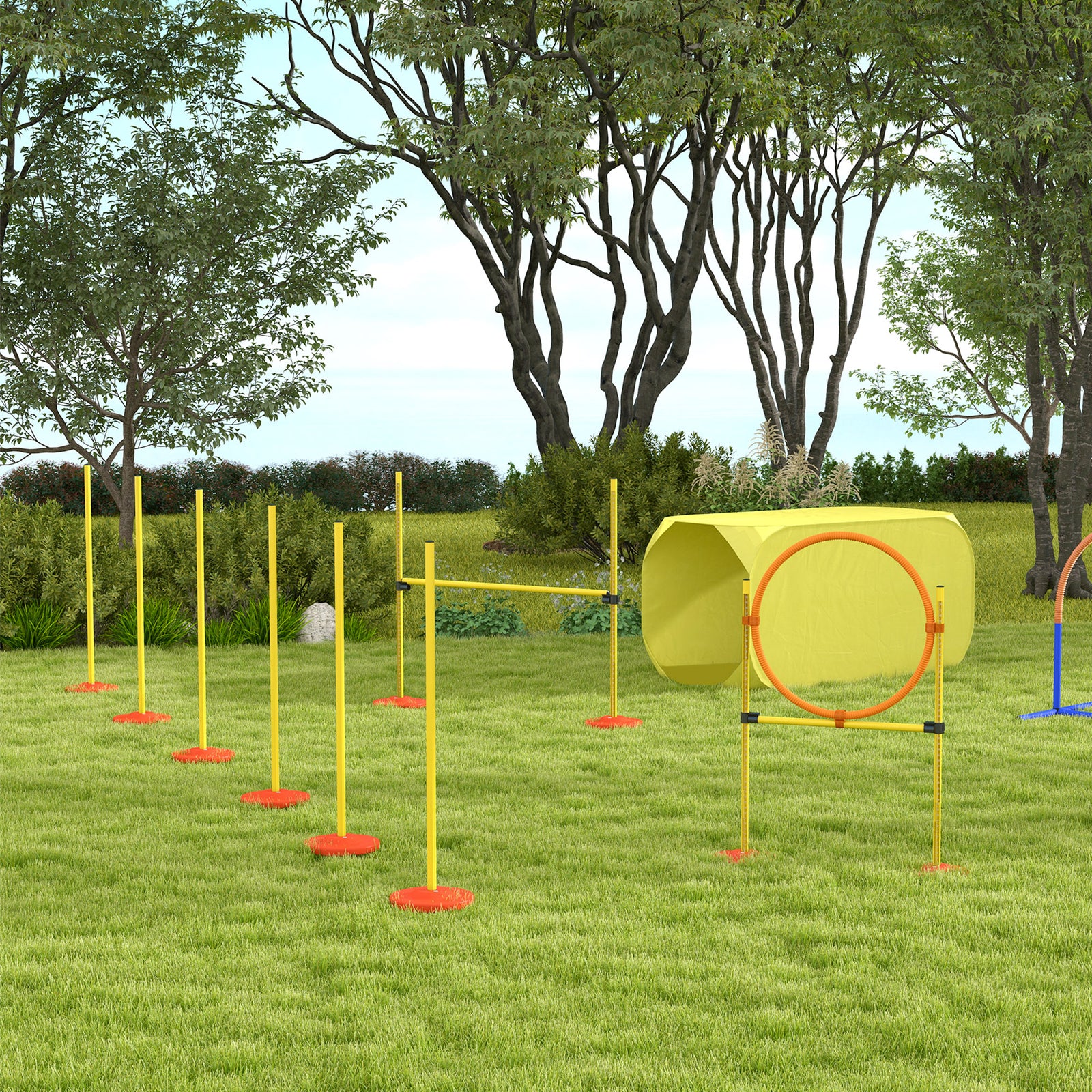 Outdoor 4 Pc Dog Pet Agility Training Garden Starter Obstacle Set For Dog