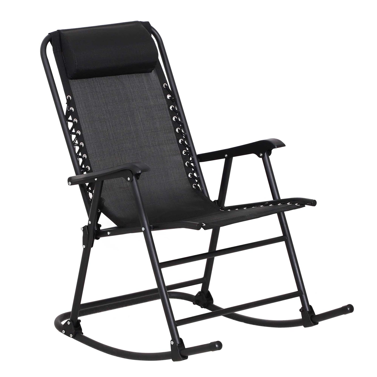 Folding Rocking Chair Zero Gravity With Headrest | Black