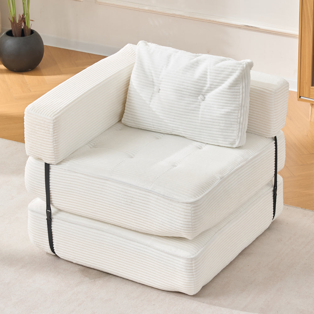 Folding Sofa Bed With Pillow | White