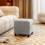 HOMCOM Small Footstool Square Ottoman With Padded Seat, Light Grey