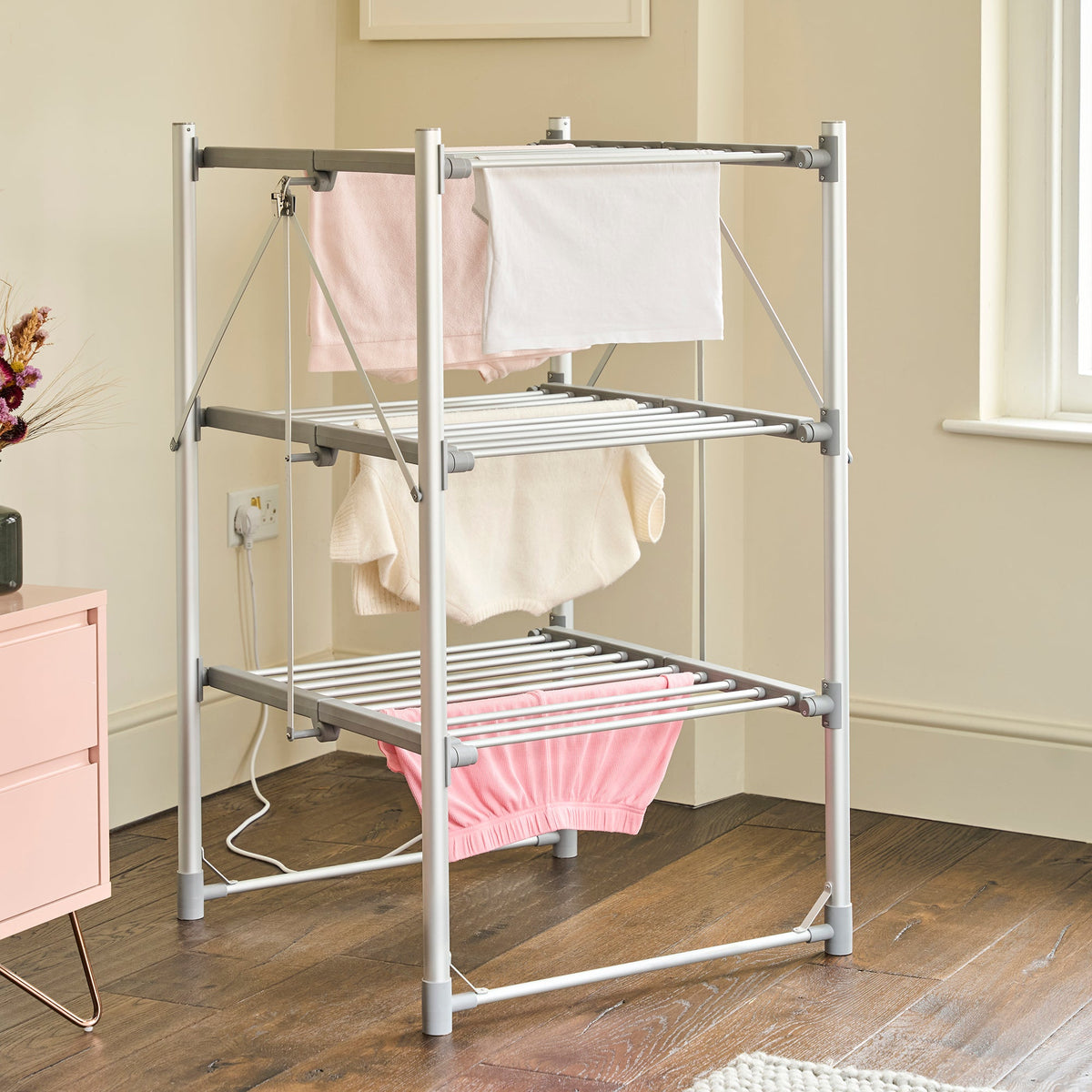 3 Tier Heated Clothes Airer Dryer With Cover