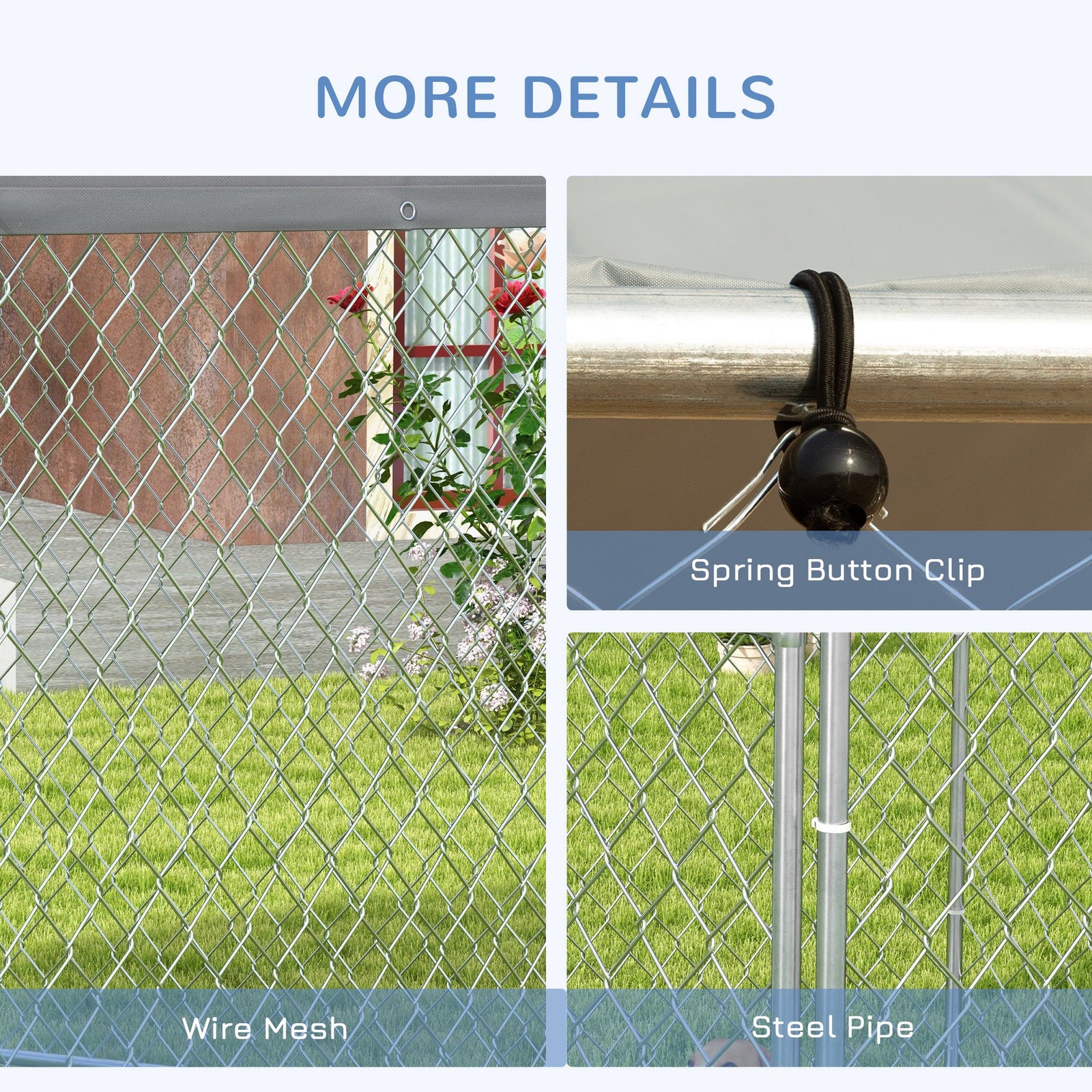 Outdoor Dog Kennel W/ Uv Roof For Large Dogs