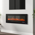 50inch Black Electric Fireplace, Wall Mounted Or Recessed With 12 Flame Colors & Freestanding Legs