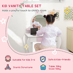 Kids Dressing Table With Mirror And Stool, Rabbit Design, For Ages 3-6 Years | White