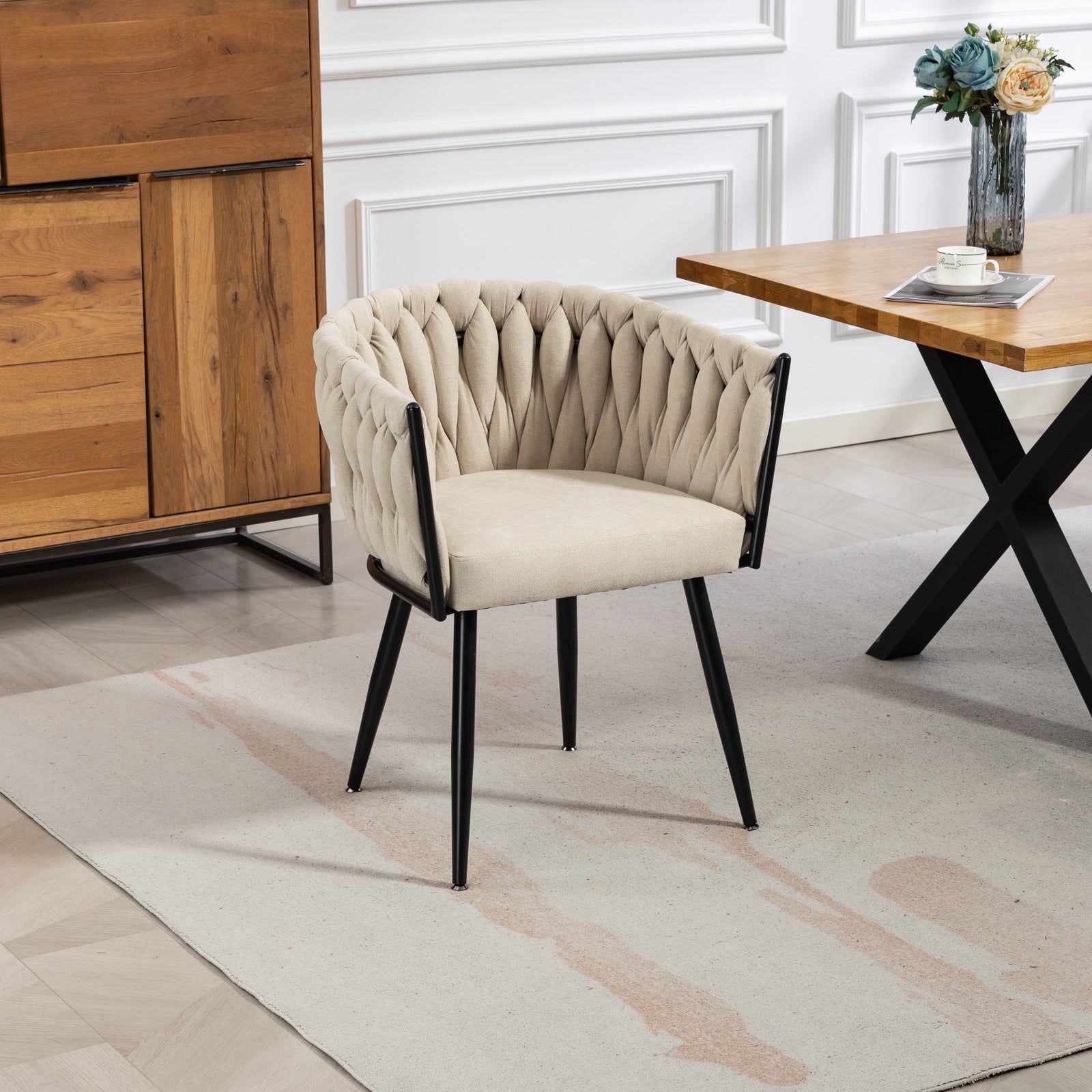 Aneta Fabric Accent Chairs - Set Of 2 | Beige